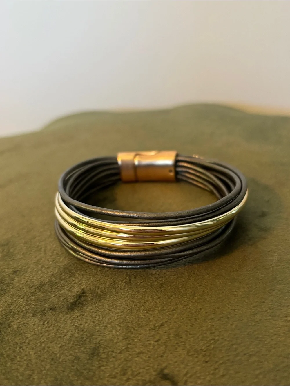SAACHI Black Leather & Silver-Tone Multi-Strand Bracelet